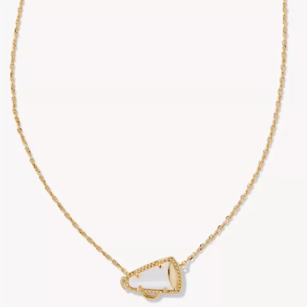 Kendra Scott Cheer Gold Pendant Necklace White Mother Of Pearl  📣🤍